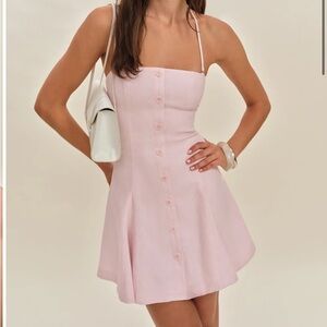 Reformation Derin Linen Dress Pink - Size 8